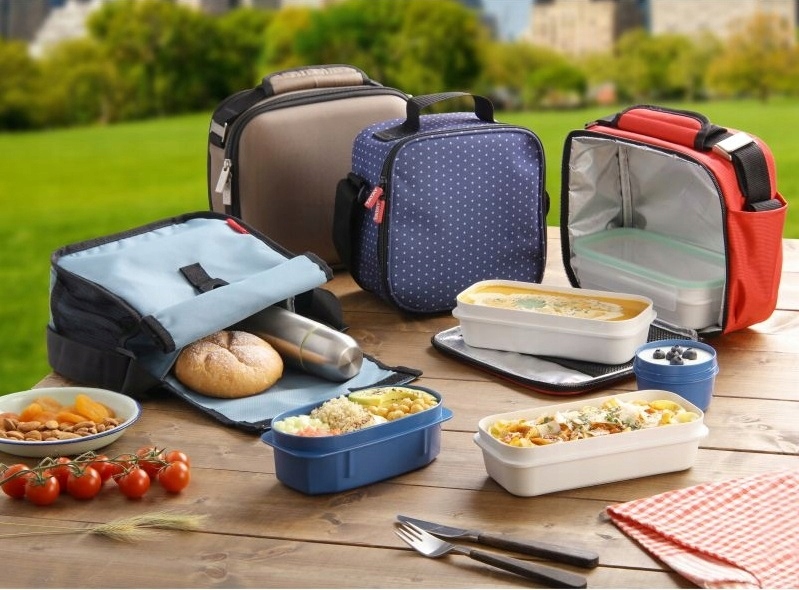 Torba Termiczna 4x pojemnik BEZ BPA Lunchbox Obiad Kolor biały czarny odcienie czerwieni