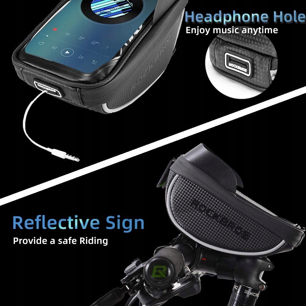 Torba Sakwa Na Rower na mostek ROCKBROS 010-4BK Uchwyt na telefon Montaż na tył