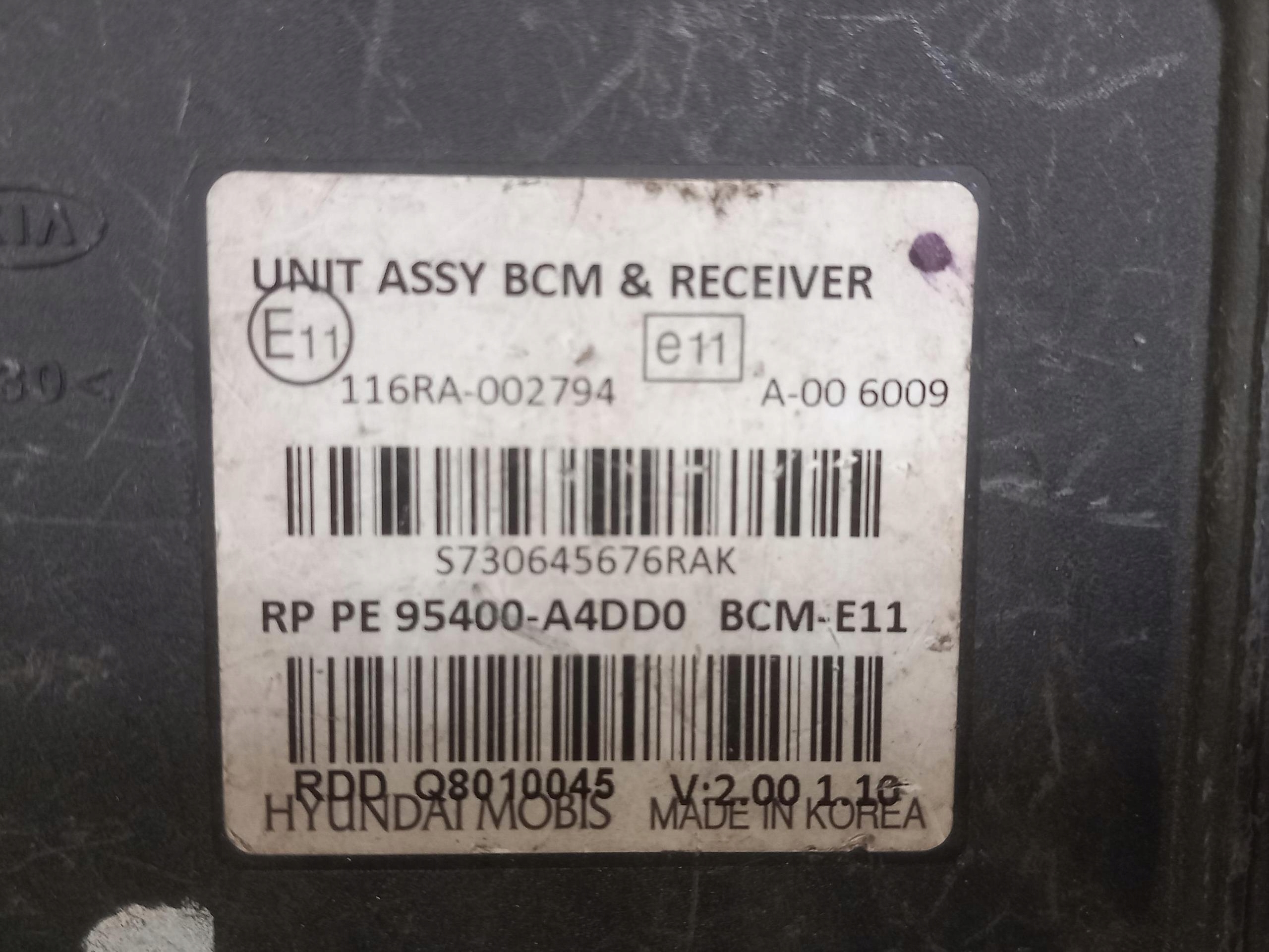 control unit module ASSY BCM RECEIVER KIA CARENS IV 95400-A4DD0 13-19