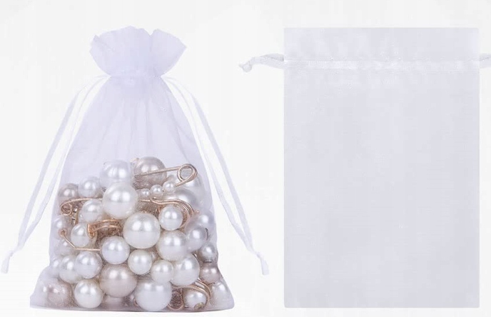 Białe woreczki z organzy 7X9 cm 10 szt