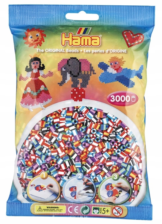 

Koraliki Hama MIDI 3000 Szt 201-90 Prążkowane MIX