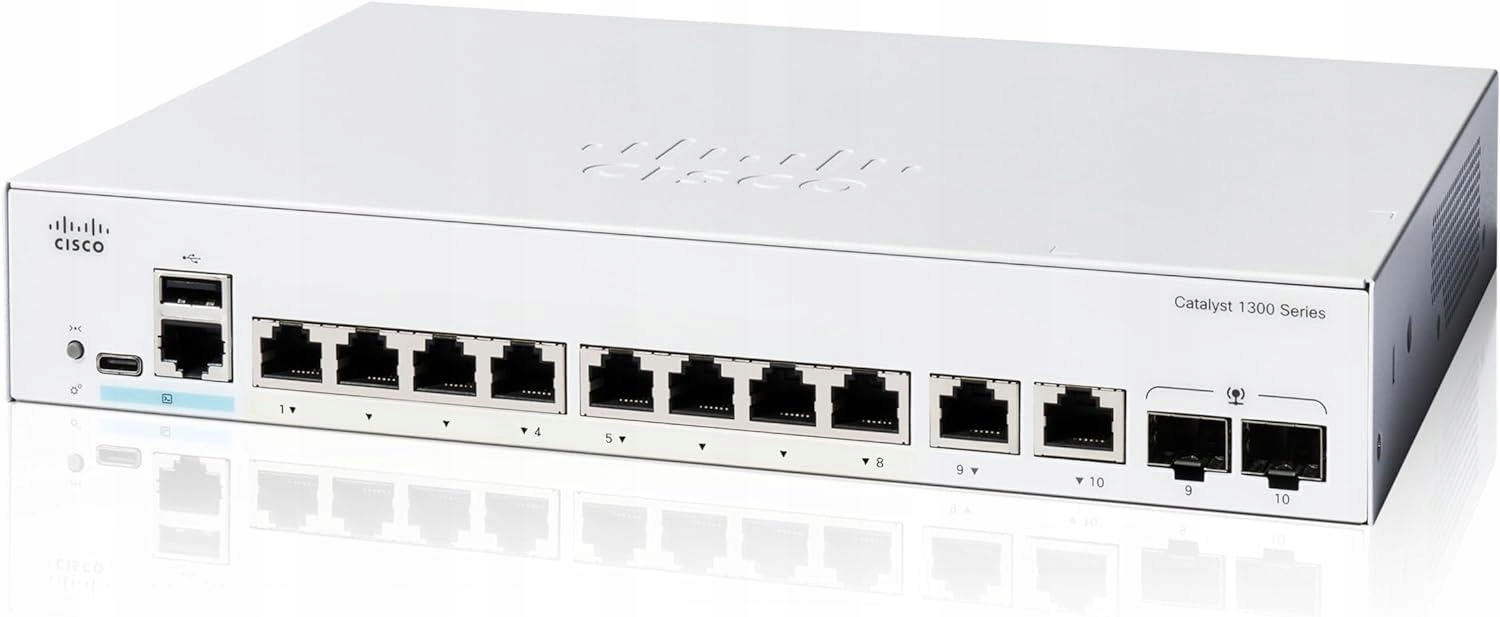 Cisco Catalyst switch C1300-8T-E-2G (8xGbE, 2xGbE/ Sfp combo, fanless)…