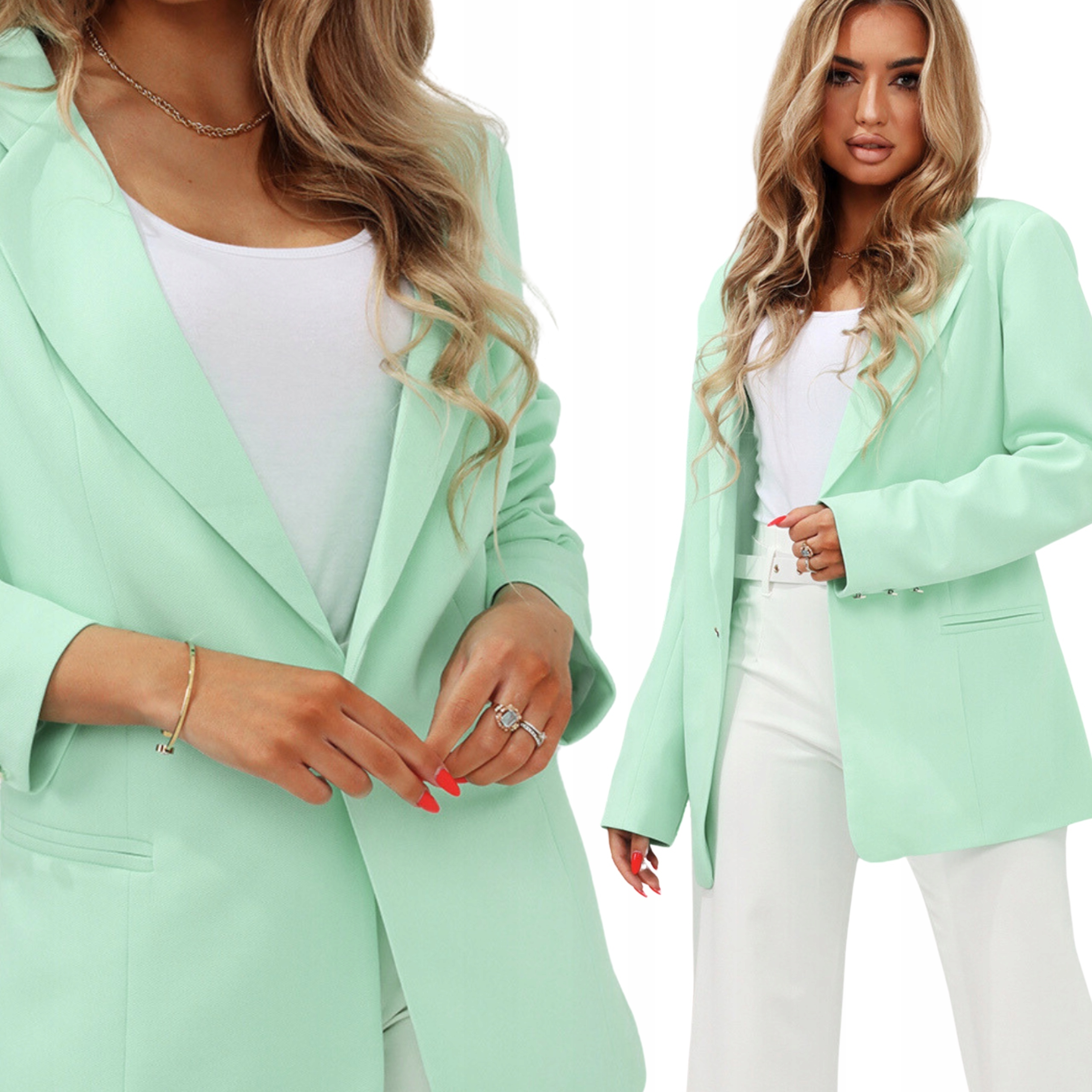 Żakiet Damski Marynarka Klasyczny Polski Prod 52 6XL Pistacj 1919