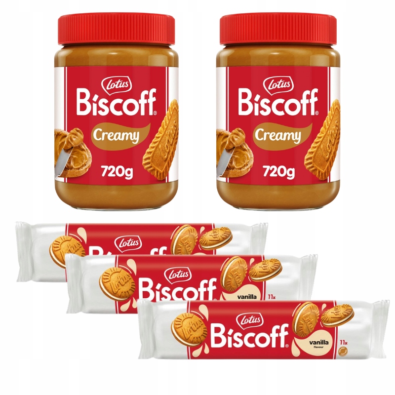 2x Krem Biscoff gładki 720 g 3 x markizy z kremem waniliowym 110 g Lotus