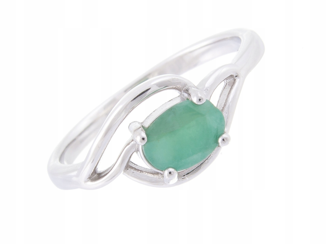 Stříbrný Prstýnek Prsten VEL.17 Smaragd Přírodní