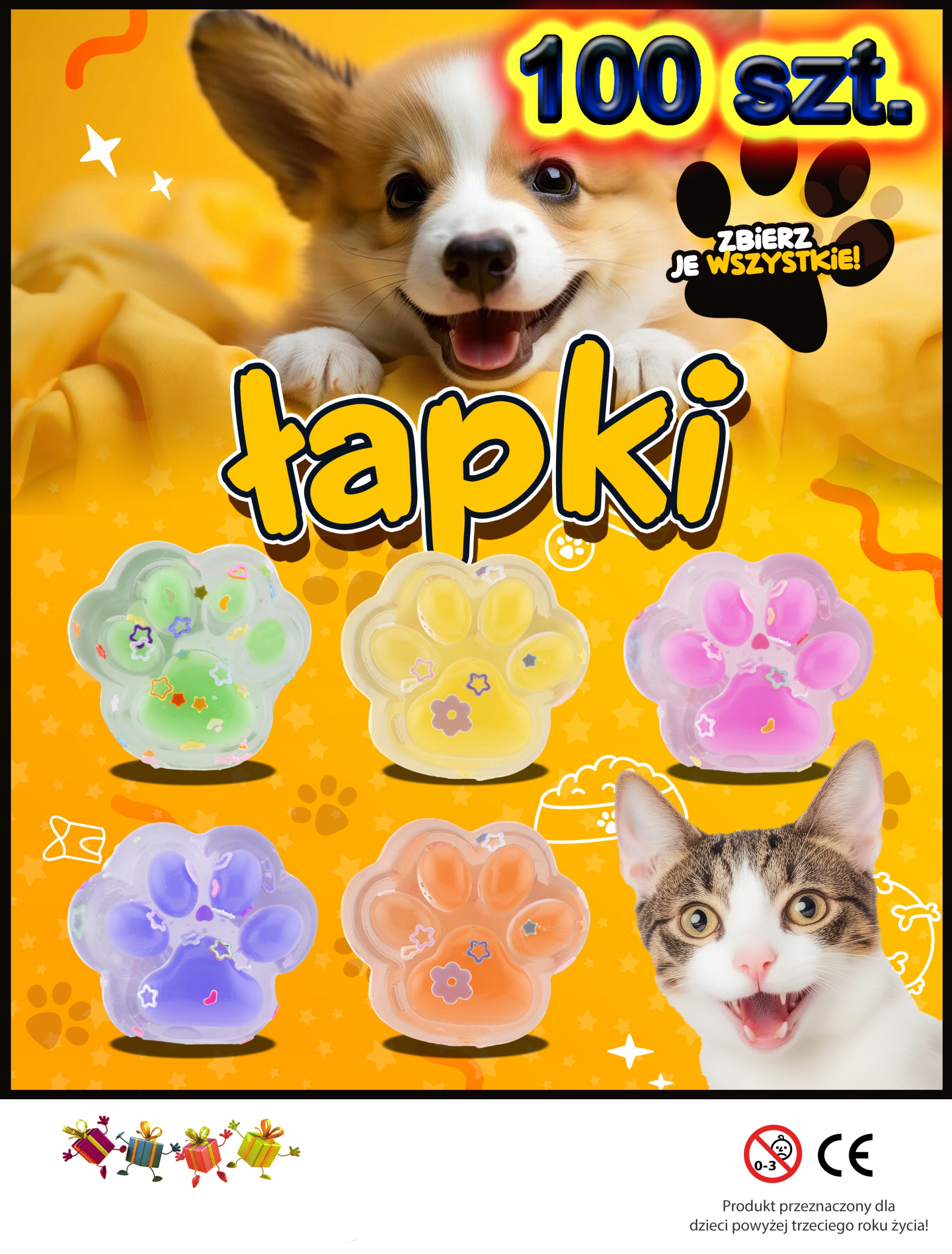 Zasyp do automatu w kapsule Łapki 45-55mm 100 szt. piłka kulka los