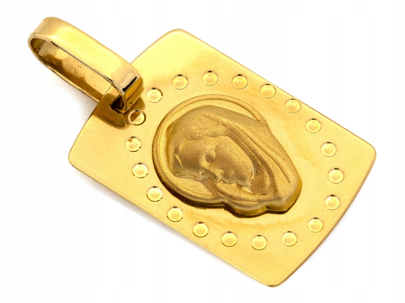 Zlatý medailonek 585 obdélníkový Panny Marie 14k elegantní 1.17g jako dárek