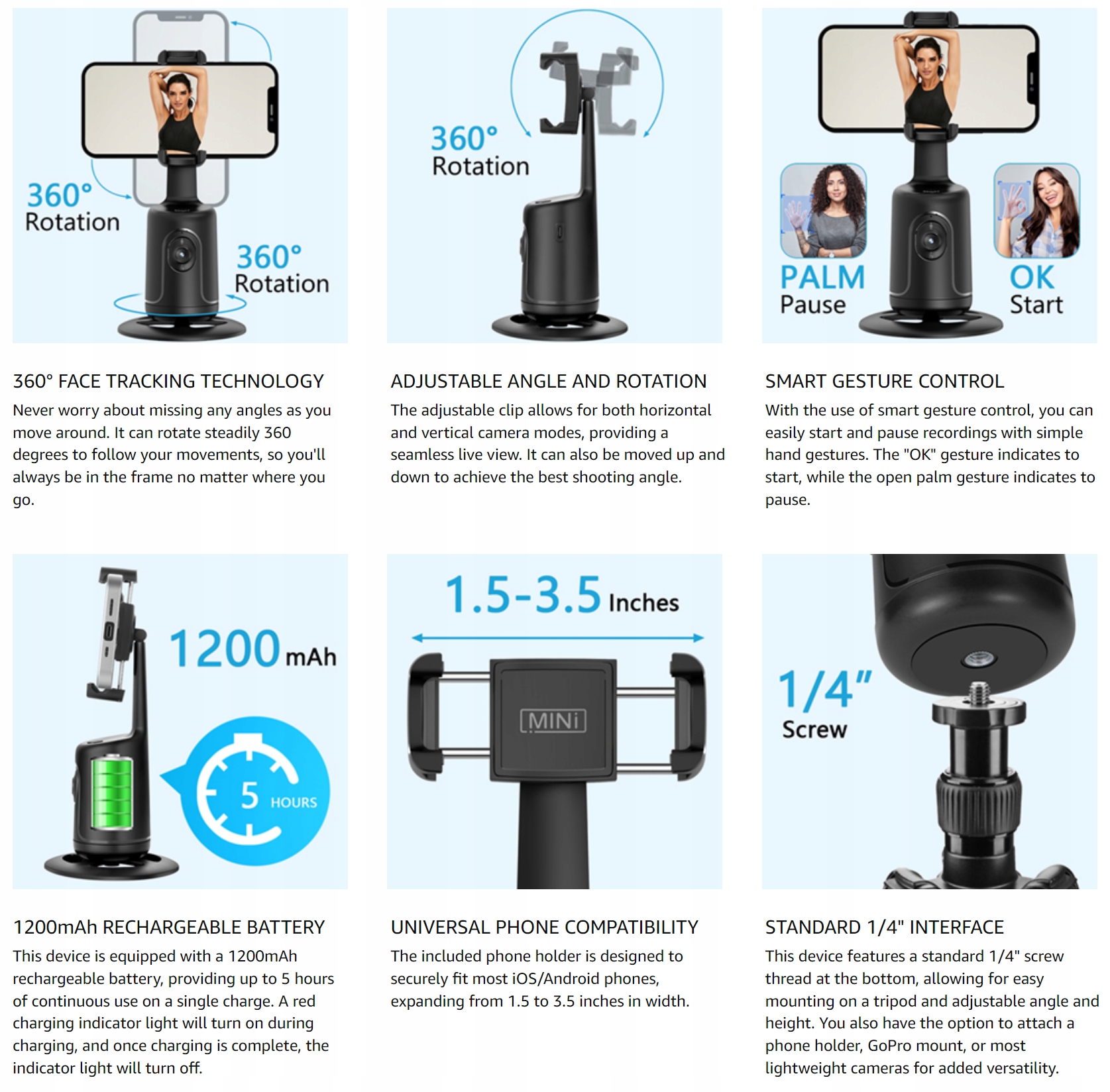 SMART UCHWYT ŚLEDZENIA TELEFONU STRZELECKIEGO Z PILOTEM ŚLEDZĄCY OBRÓT 360° Marka Inna