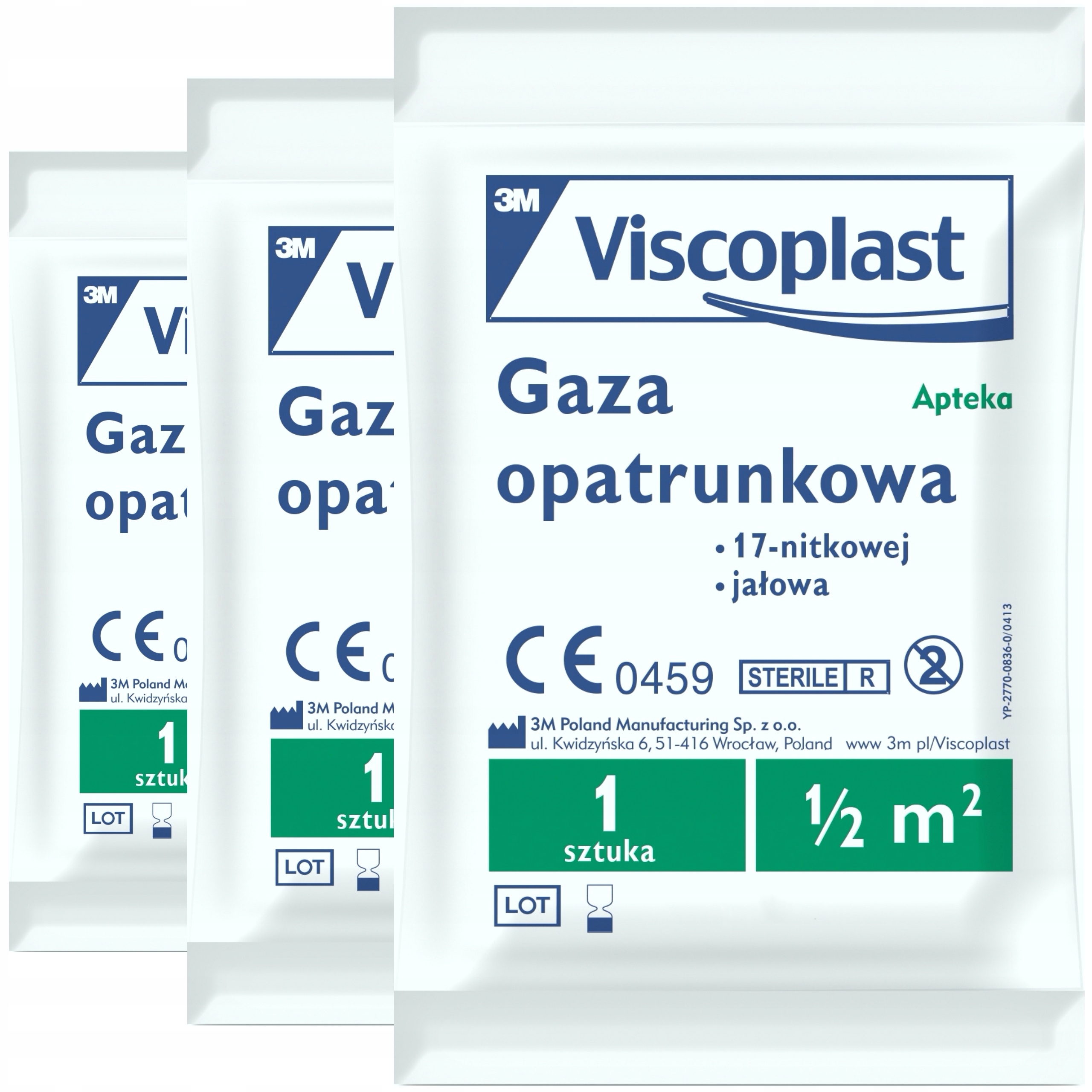 

3 Szt Viscoplast Jałowa Gaza Opatrunkowa 0.5 m