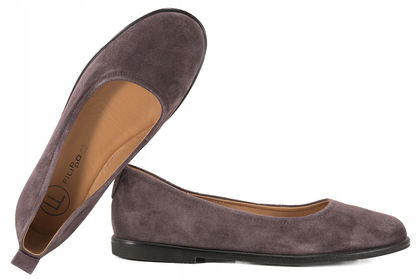 Filippo DP7741 Baleriny Skórzane Damskie Półbuty Zamszowe brązowe 38