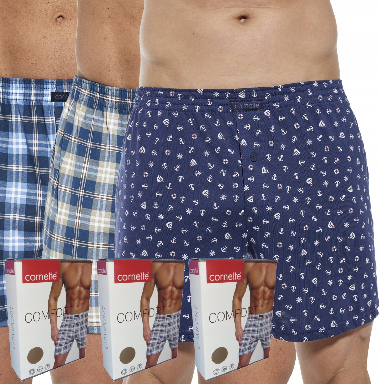 CORNETTE bokserki COMFORT luźne szorty 3 pak 3 szt L