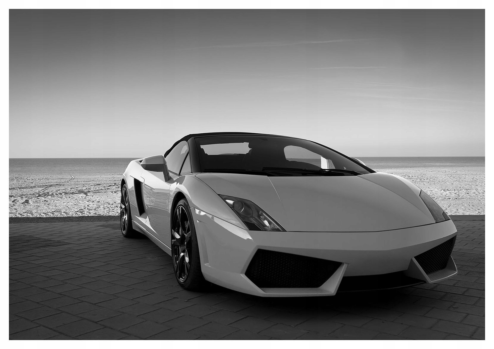 Vliesová fototapeta Lamborghini na pozadí moře a pláže 254x184 lepidlo