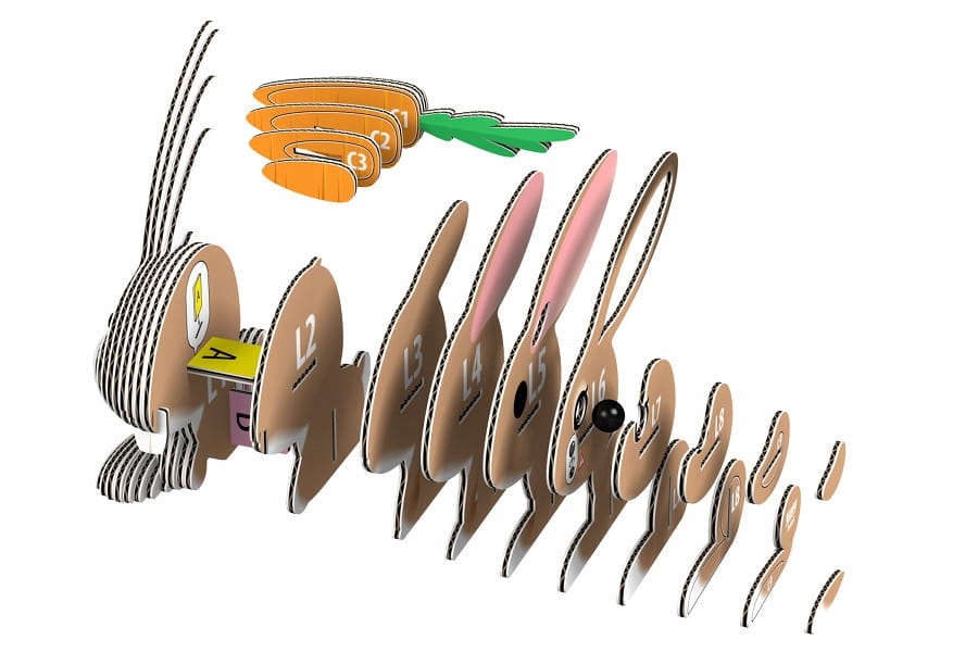 EUGY Eko Układanka Puzzle 3D KRÓLIK Liczba elementów 25