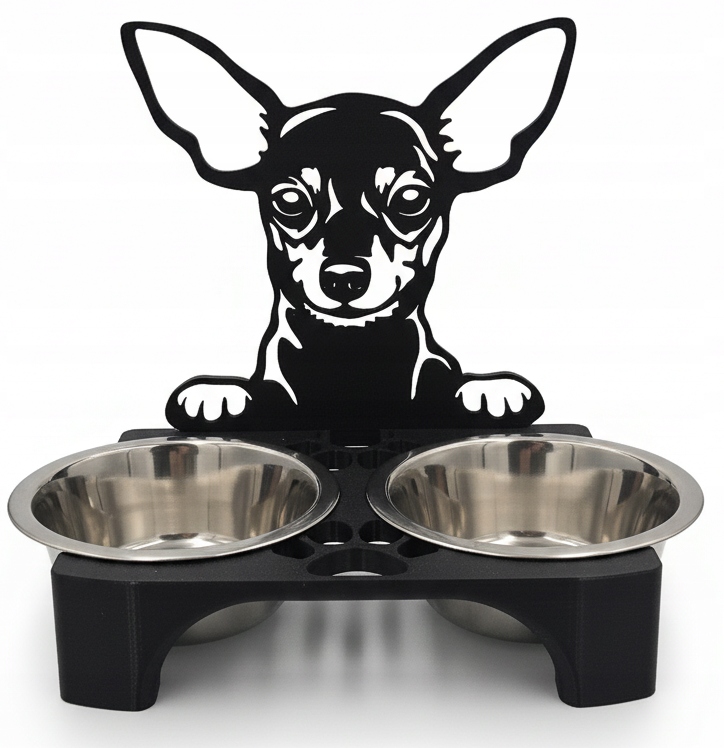 Stojan na misky pro psa 3D Misky Pinč 2 x 400 ml
