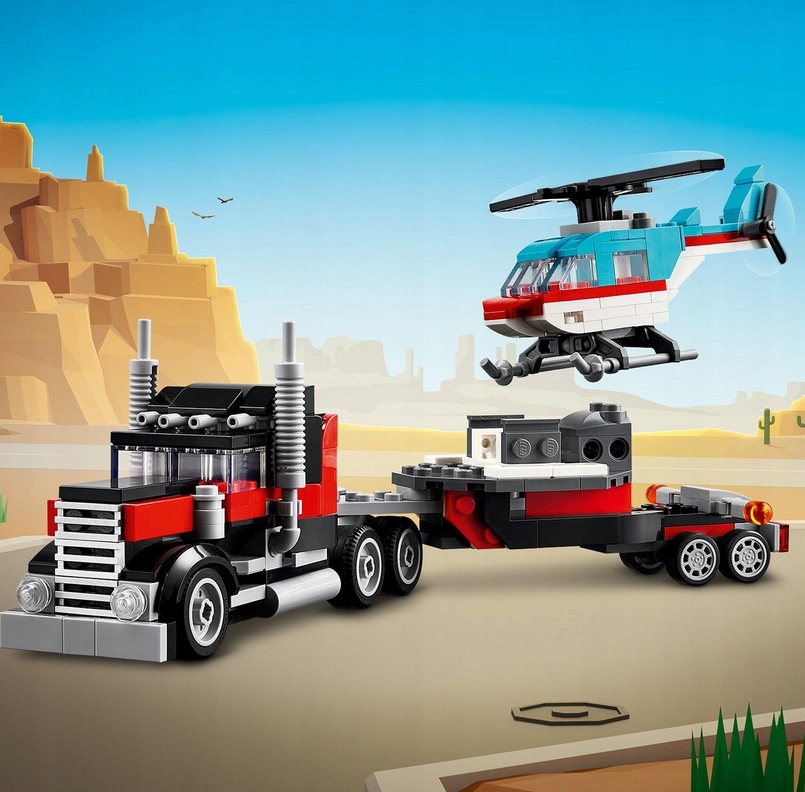LEGO Creator Ciężarówka z platformą i helikopterem 31146 ZESTAW KLOCKÓW Liczba elementów 270 szt.