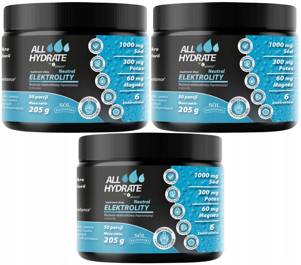 3 x Elektrolyty Neutral 205 g 50 porcí Absorpce vody Únava