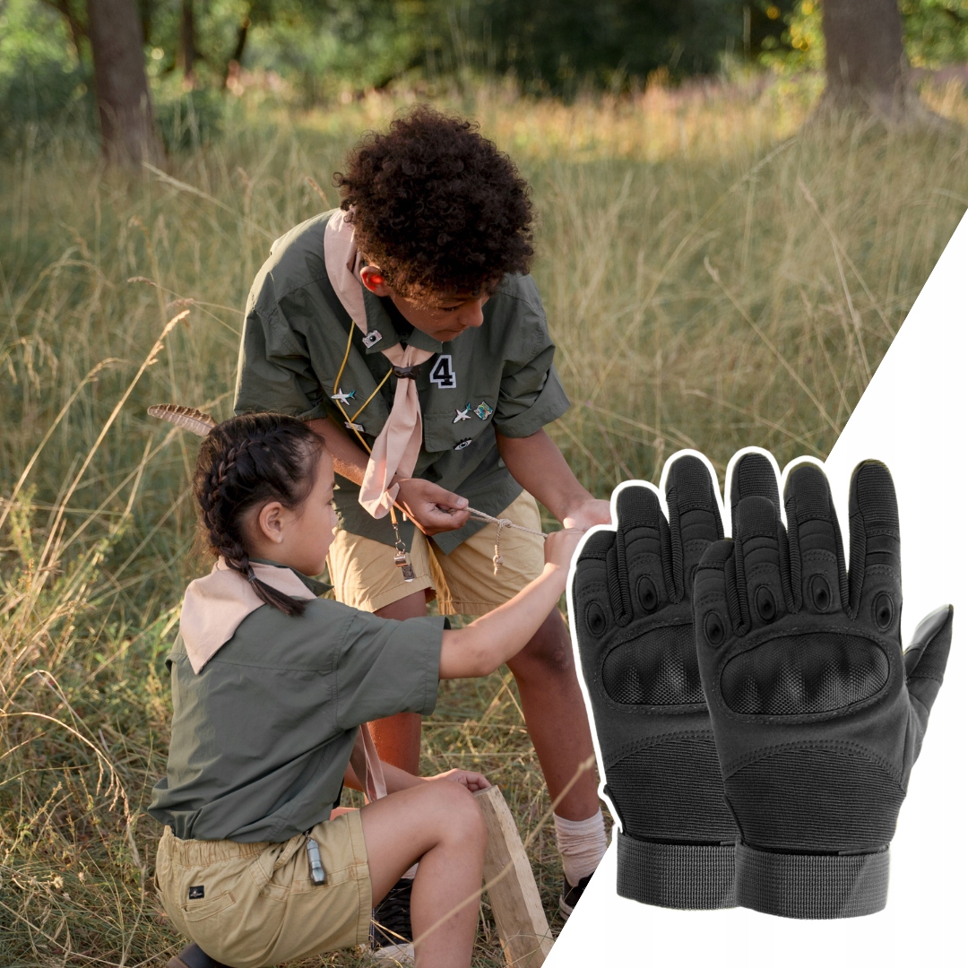 Zestaw Podróżny 2w1 Plecak Khaki Sportowy 35L Rękawice Ochronne Czarne r. L Kolor czarny