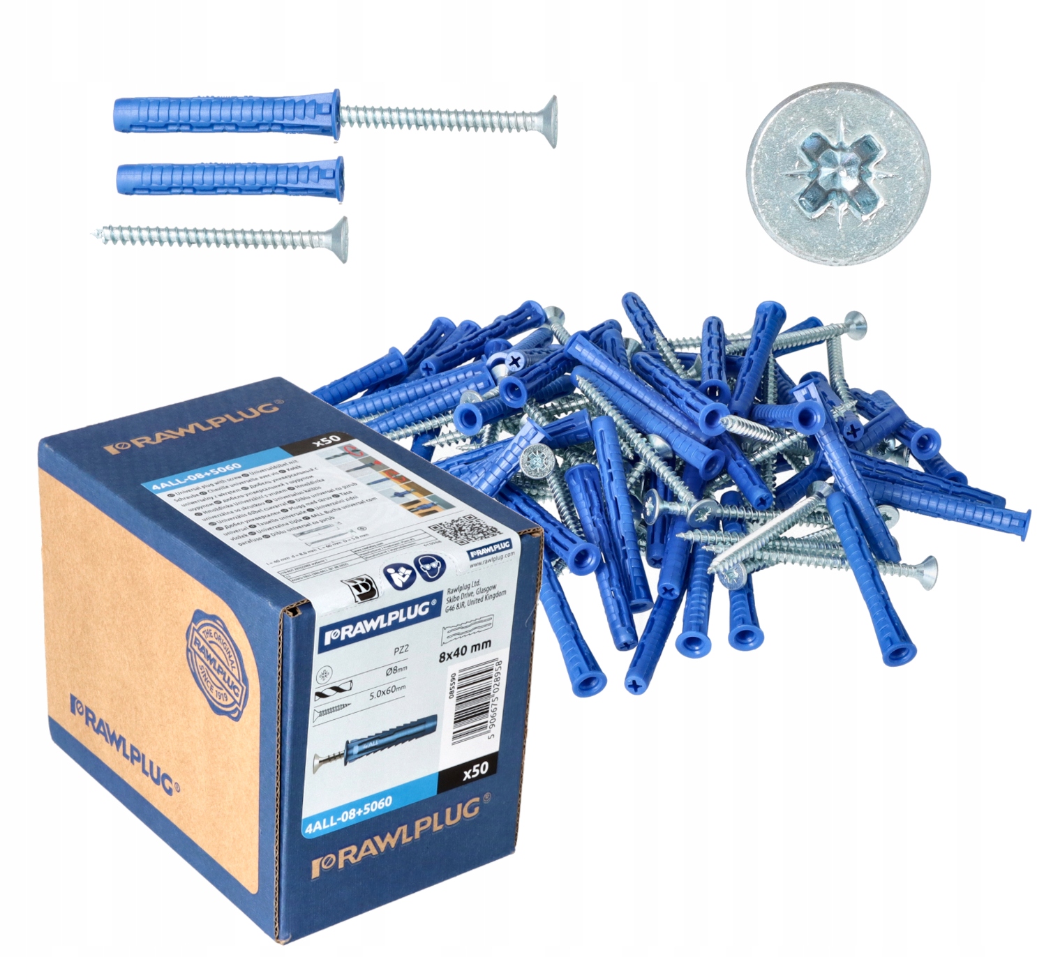 

Rawlplug Kołek 4ALL Fi 8x40mm Wkręt 5x60mm 50szt