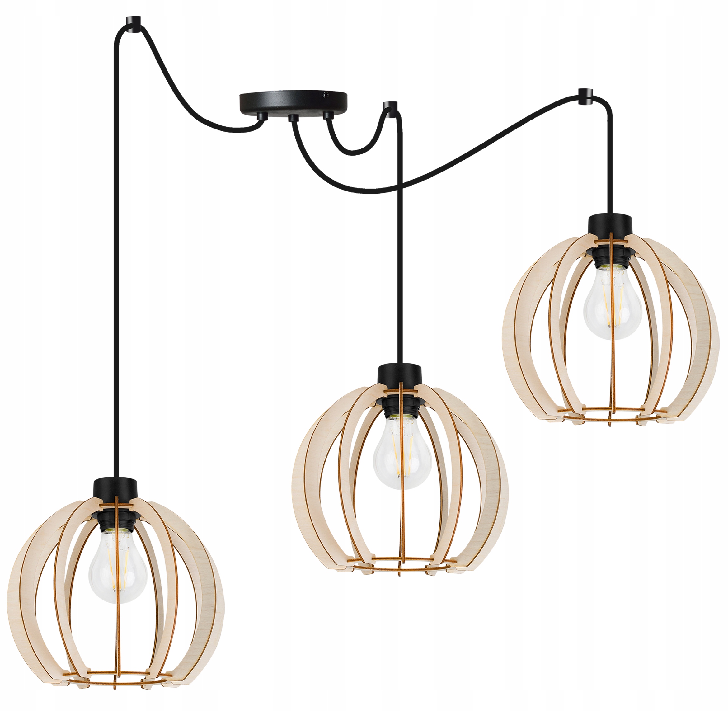 Závěsné Stropní Svítidlo S Trojitým Dřevěným Lustrem, Moderní Boho Led