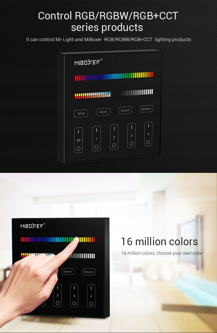 Pilot DOTYKOWY RGB+CCT Milight B4 NAŚCIENNY Waga produktu z opakowaniem jednostkowym 0.3 kg