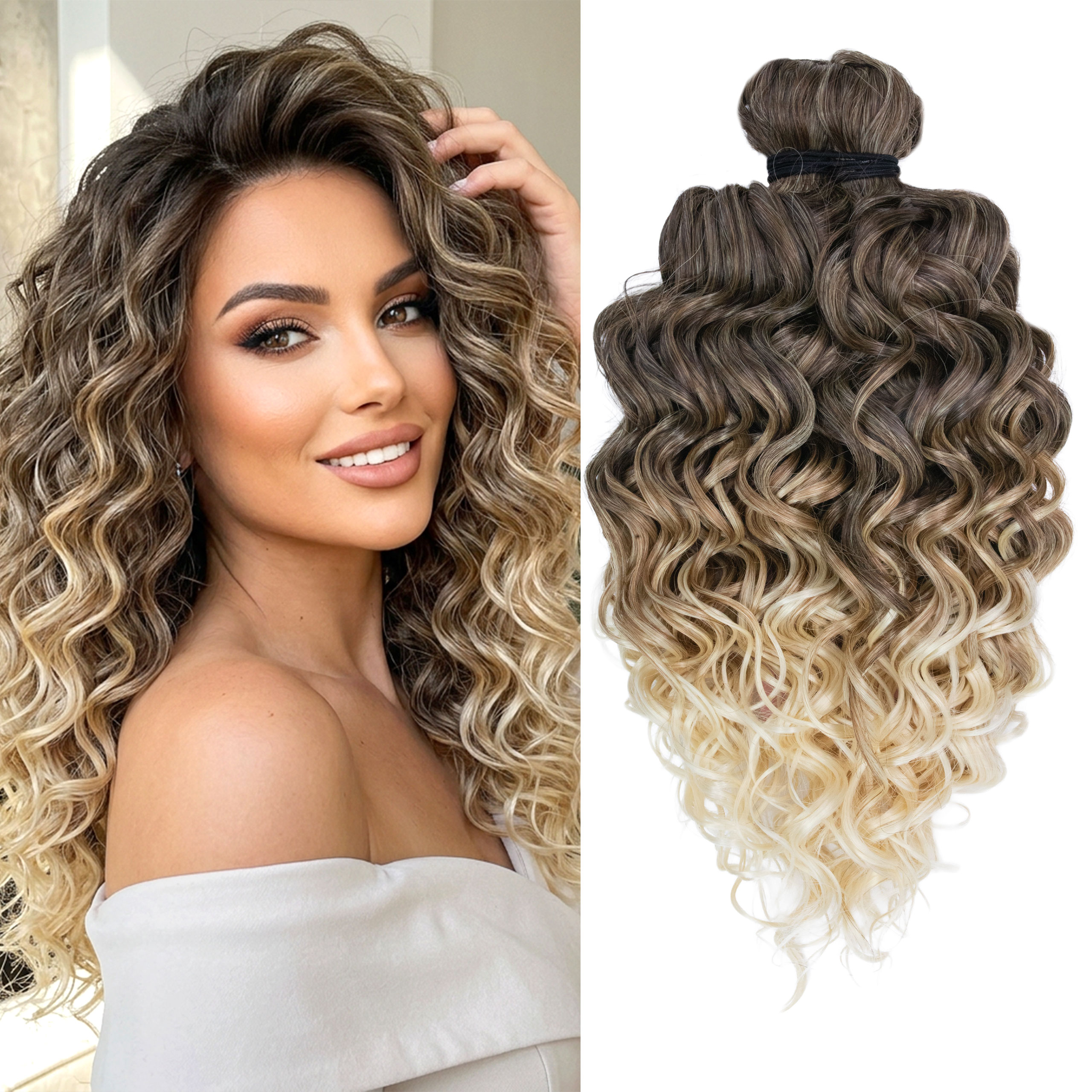 Włosy syntetyczne Afroloki Jessica Pro 12" 30cm 200g fale brąz/blond ombre