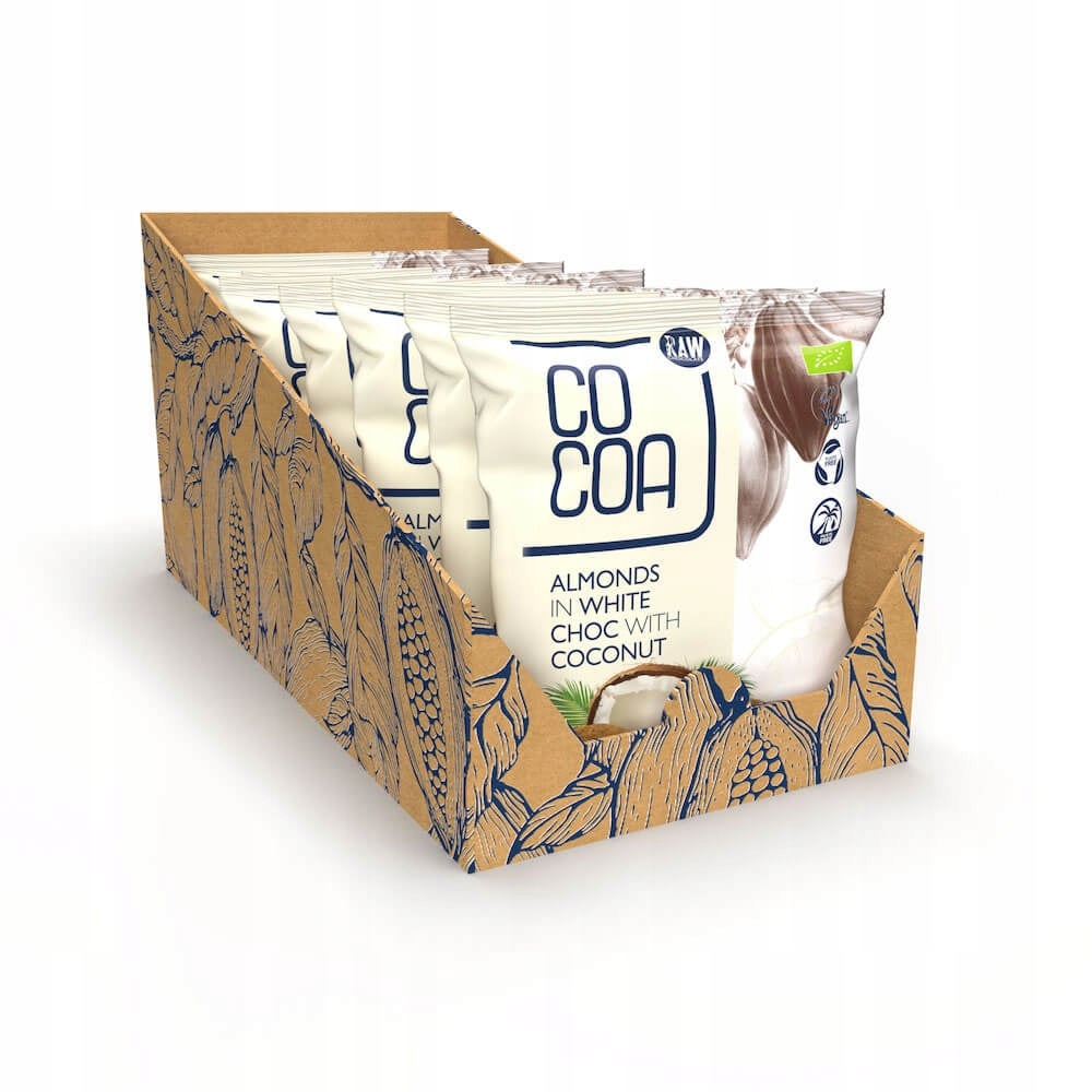 Migdały w białej czekoladzie kokosowej Cocoa Bio Box 7x70g