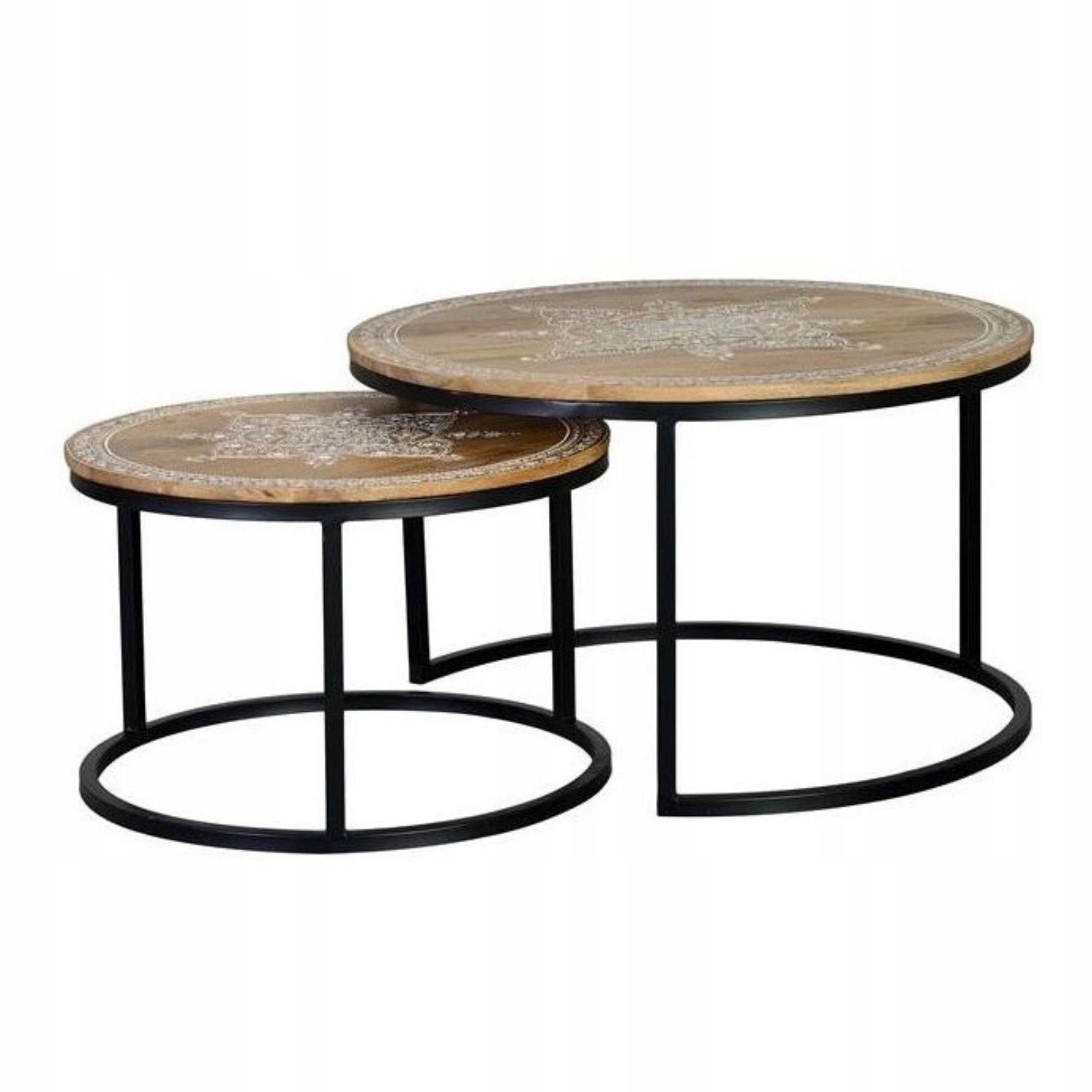 Sada 2 konferenčných stolíkov Giner Colomer z mangového dreva, príručný stolík