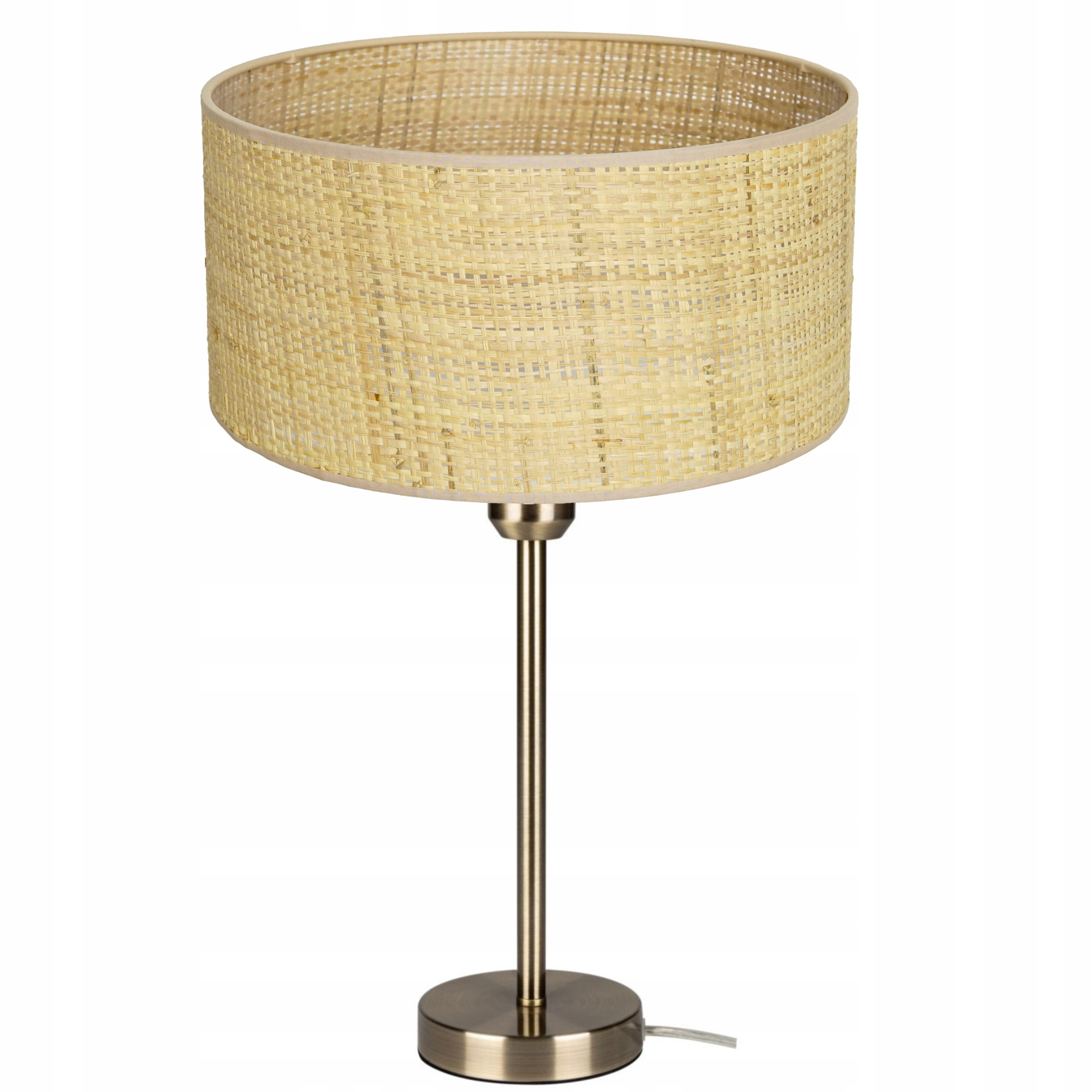 Noční Lampa Stolní Ratan Jutová Saténová Patina Stínidlo 30cm E27 Polsko Led