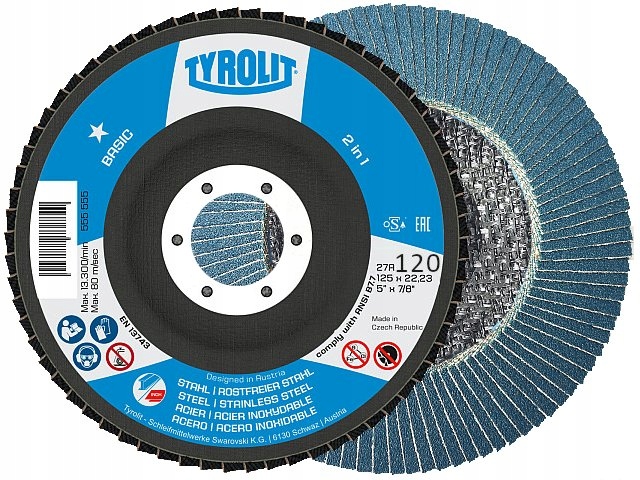 TARCZE TARCZA LAMELKOWA LISTKOWA ŚCIERNICA TYROLIT 34318392 BASIC 125 P120