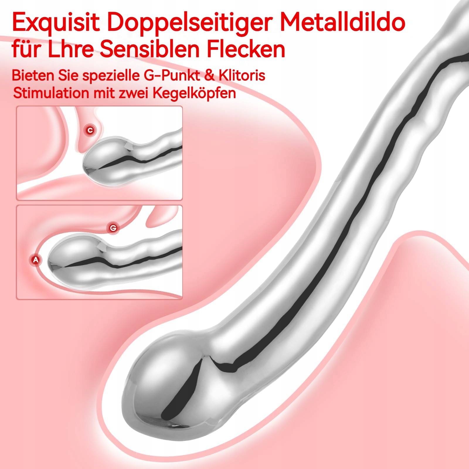 METALOWY DILDO Podwójny Dildo Z Metalu Masażer G i P Punktów Prostata — miniatura 2