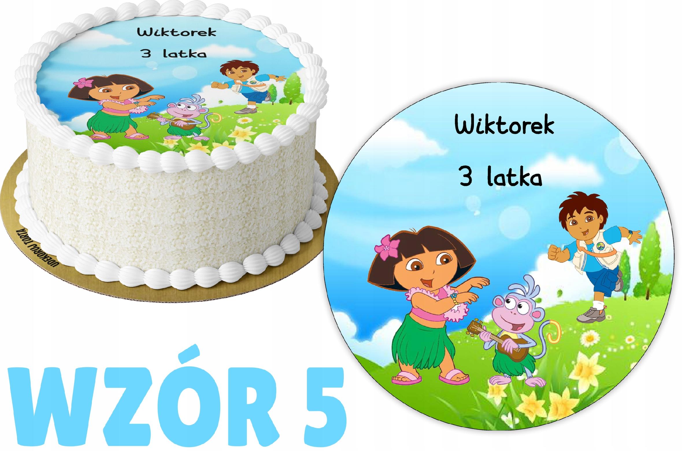 Opłatek z nadrukiem DORA POZNAJE ŚWIAT + IMIĘ Rodzaj ozdoby waflowe