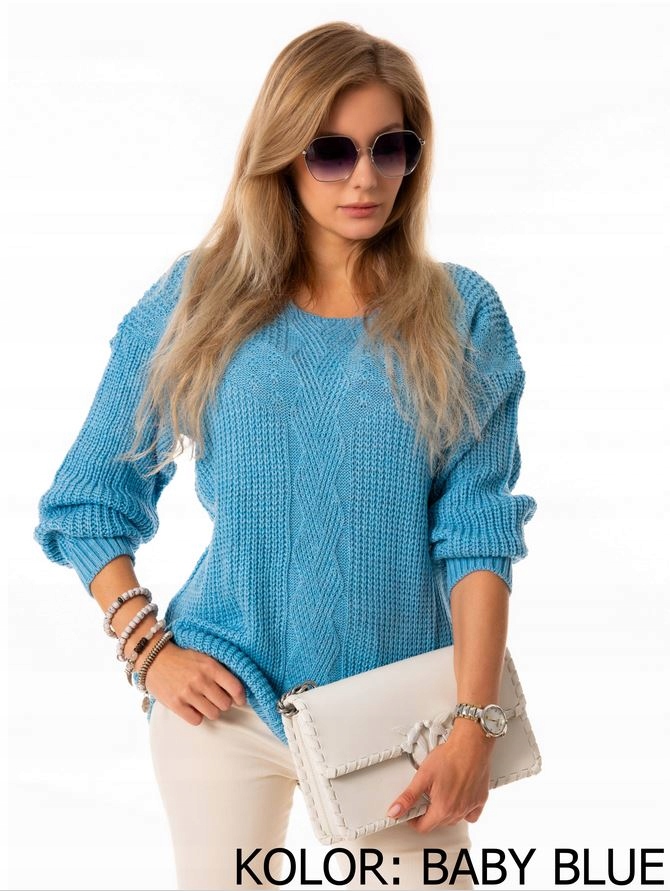 Modny SWETER Oversize Sweterek Dużo Kolorów Zapięcie brak