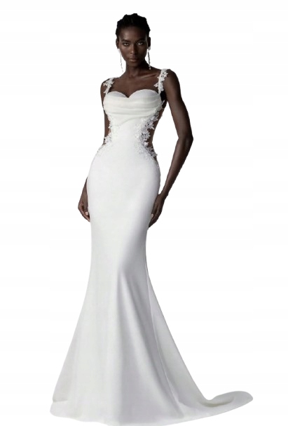 Shein Svatební Šaty Mořská Panna S Krajkovými Aplikacemi 40/42 1EF