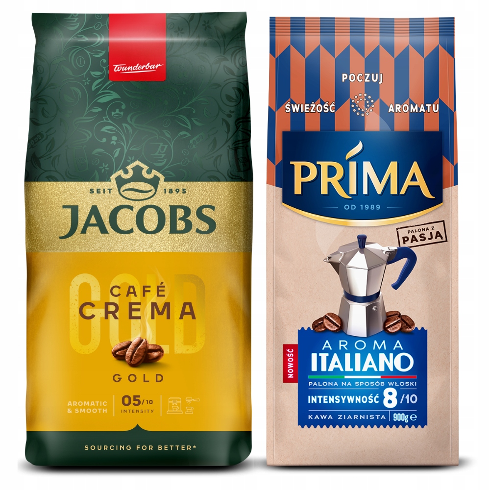 Kawa ziarnista Jacobs Crema Gold 1kg, Prima Aroma Italiano 900g