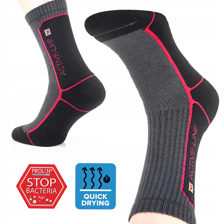 Skarpety sportowe 40-42 ProlenSILTEX Trekking Termoactive Jony Ag+ Czerwone