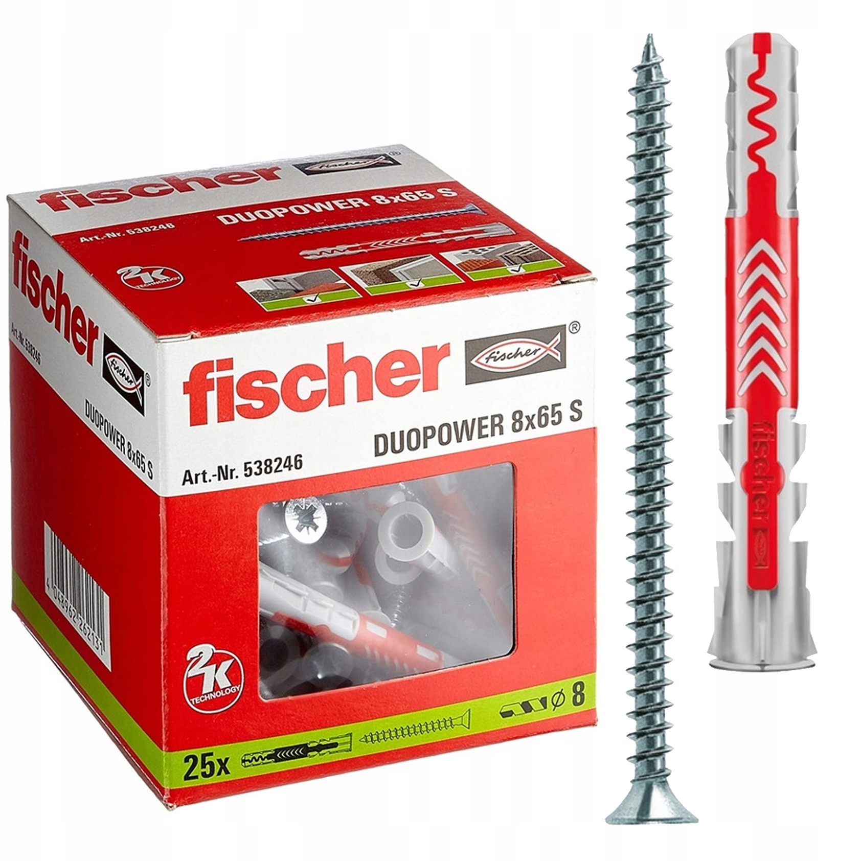 

Kołek Kołki Wkręty Duopower Fischer 8x65 S 25szt