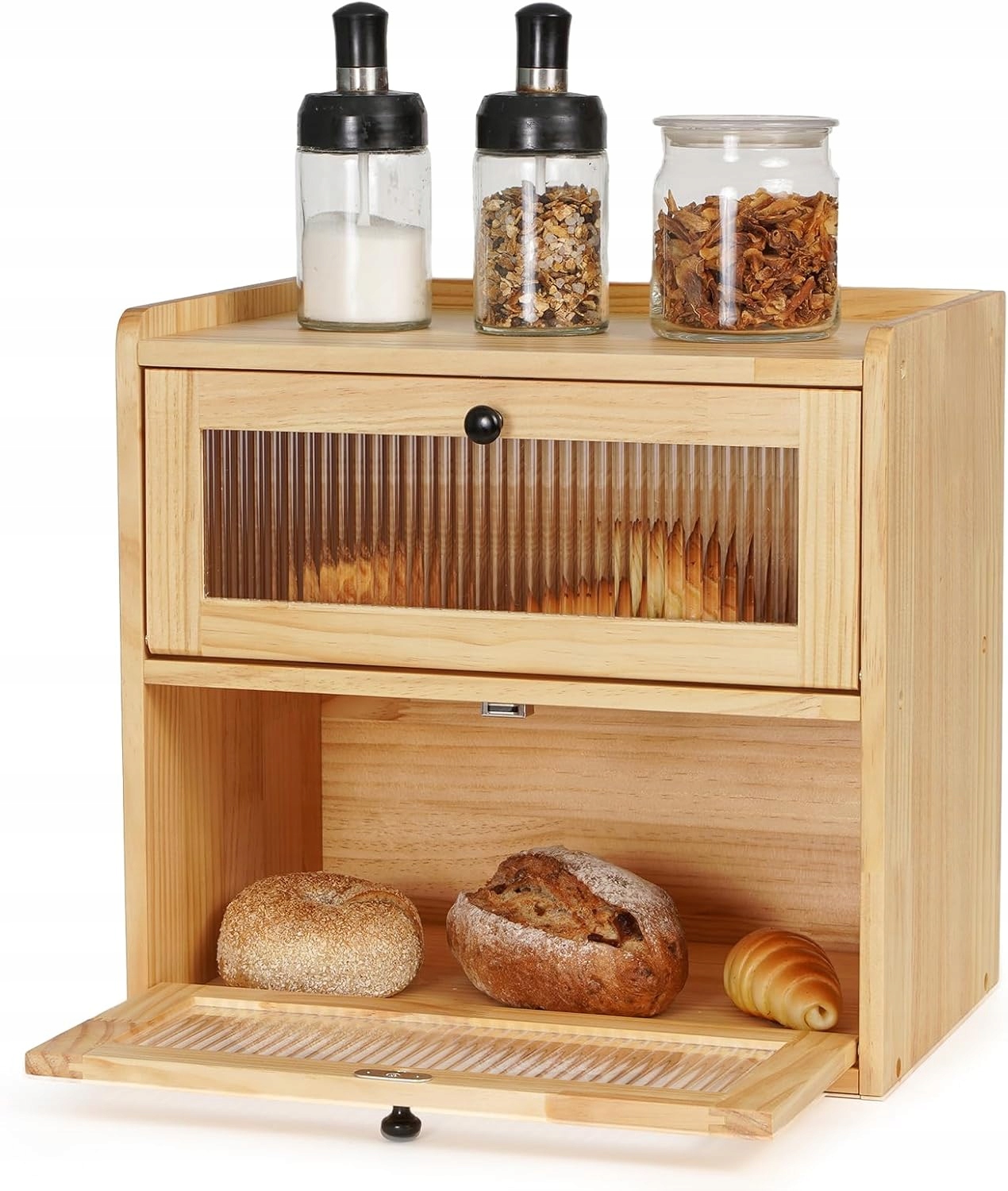 Guusii Home Chlebník dřevěný 2 úrovně 36x24x34