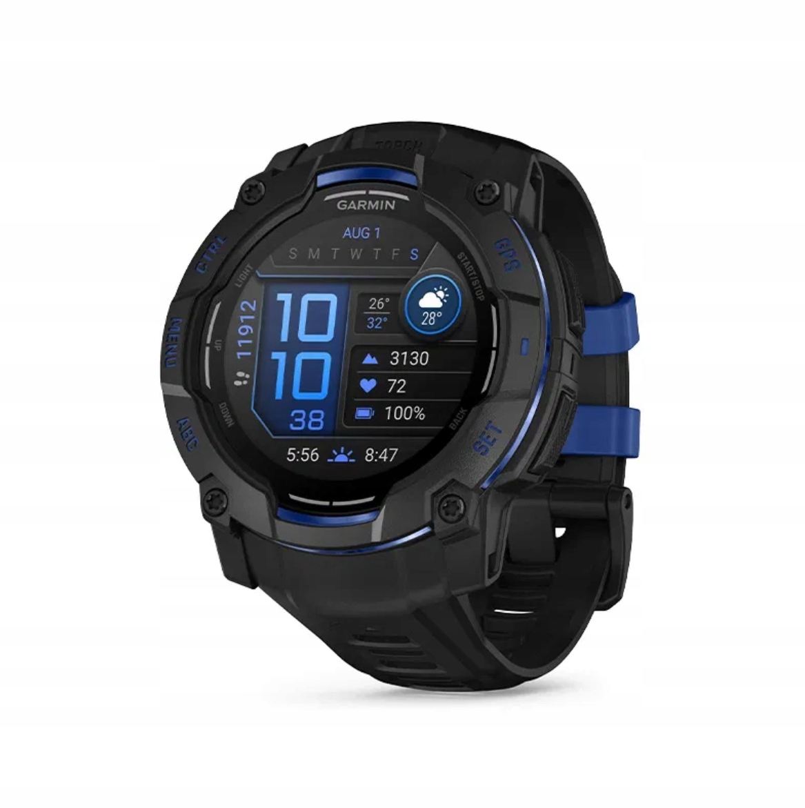 Garmin Instinct 3 50 mm Amoled Czarny z elementami niebieskimi 010-03020-03