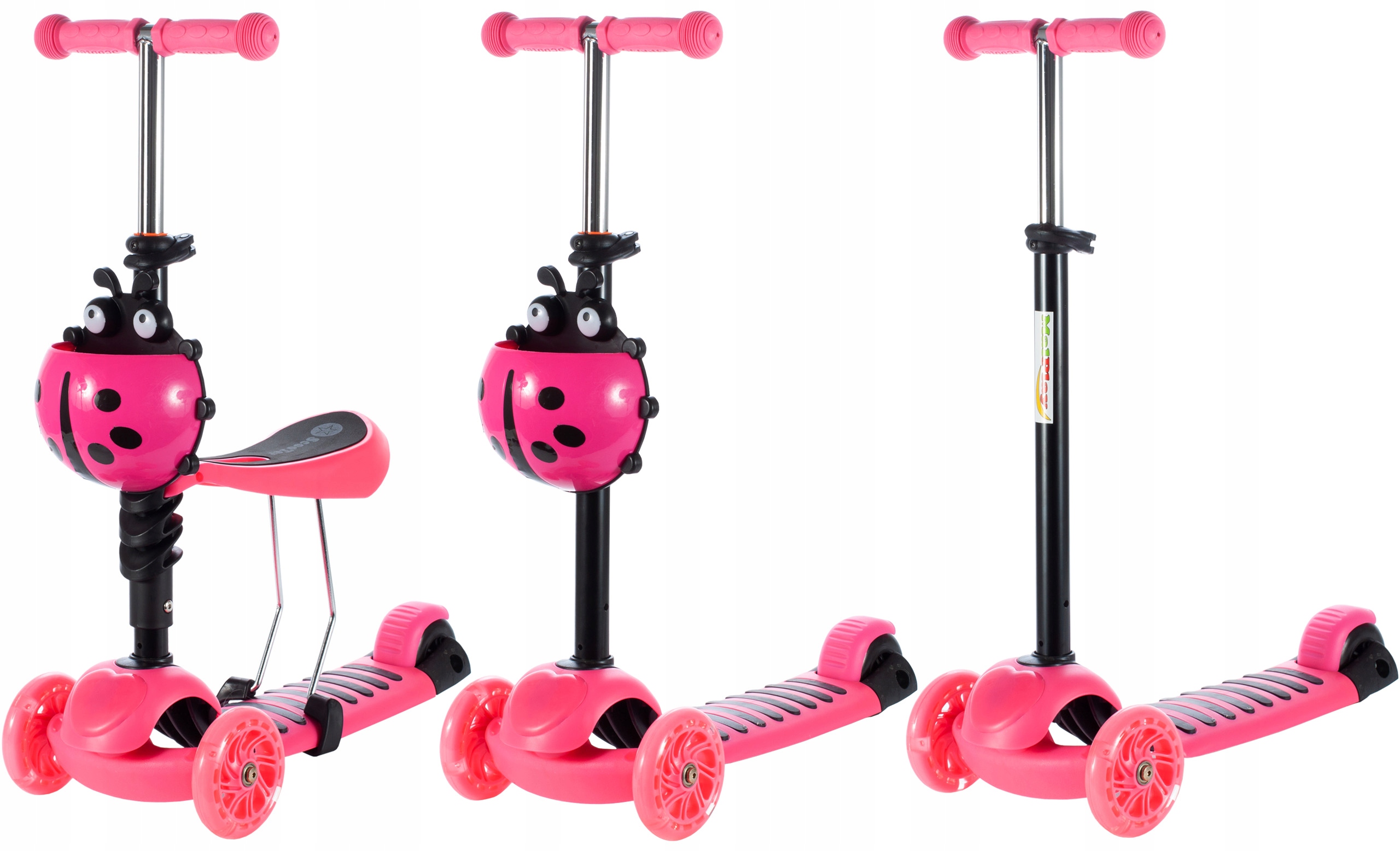 HULAJNOGA TRÓJKOŁOWA BALANSOWA LED 5W1 BIEDRONKA dla dzieci jeździk LED Kod producenta Allegro orzeł512