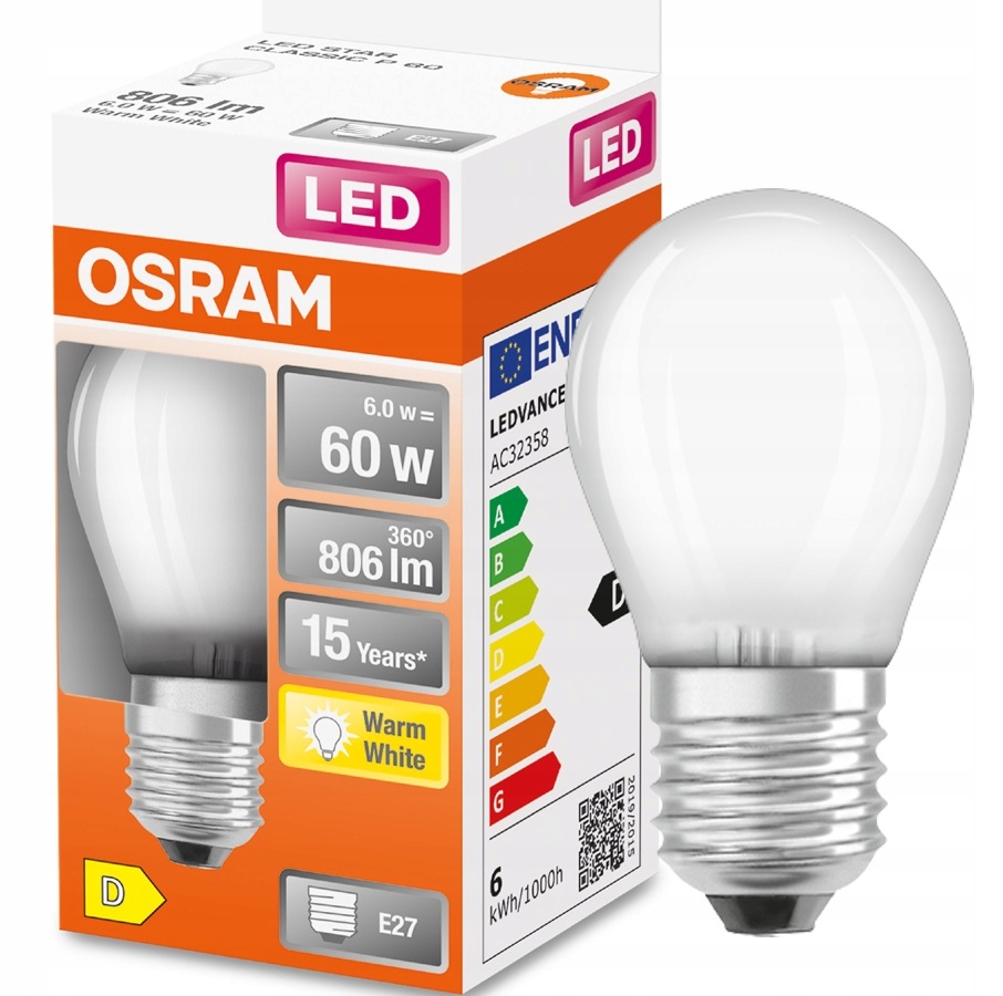 

Osram żarówka Led kulka 6W 60W E27 2700K
