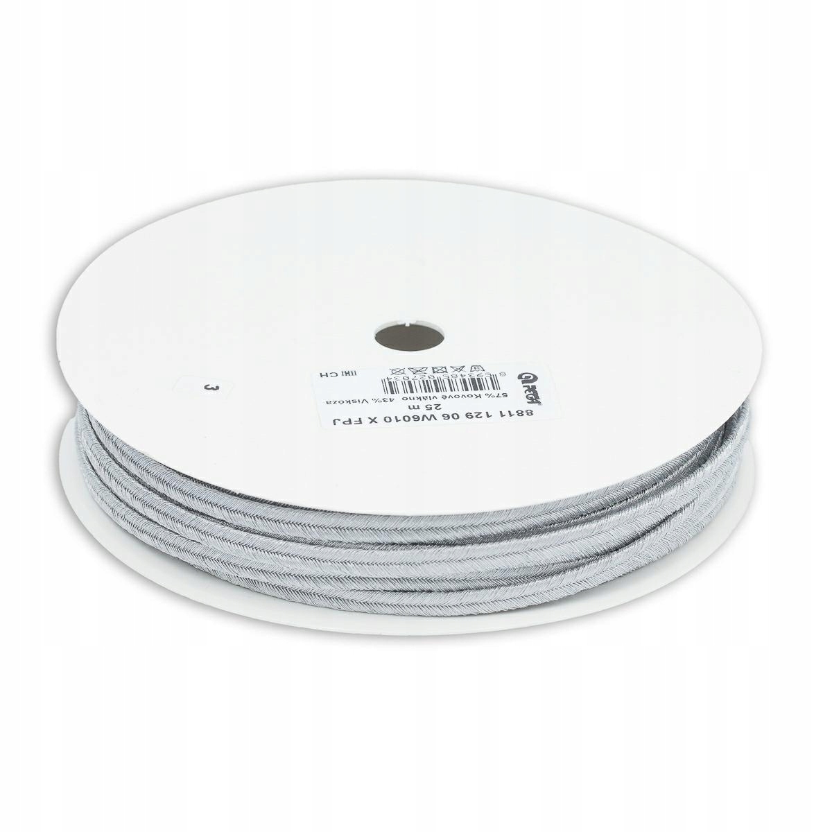 Šňůra sutaš metalizovaná 6mm/25mb stříbrná W6010