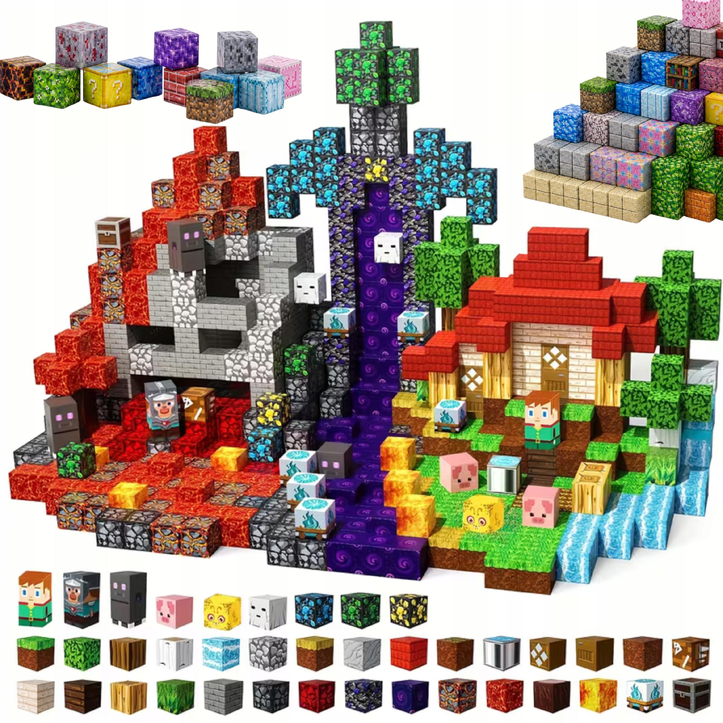 Klocki magnetyczne Mix Sześciany Bloki zestaw 278 Klocków +6 Figurek