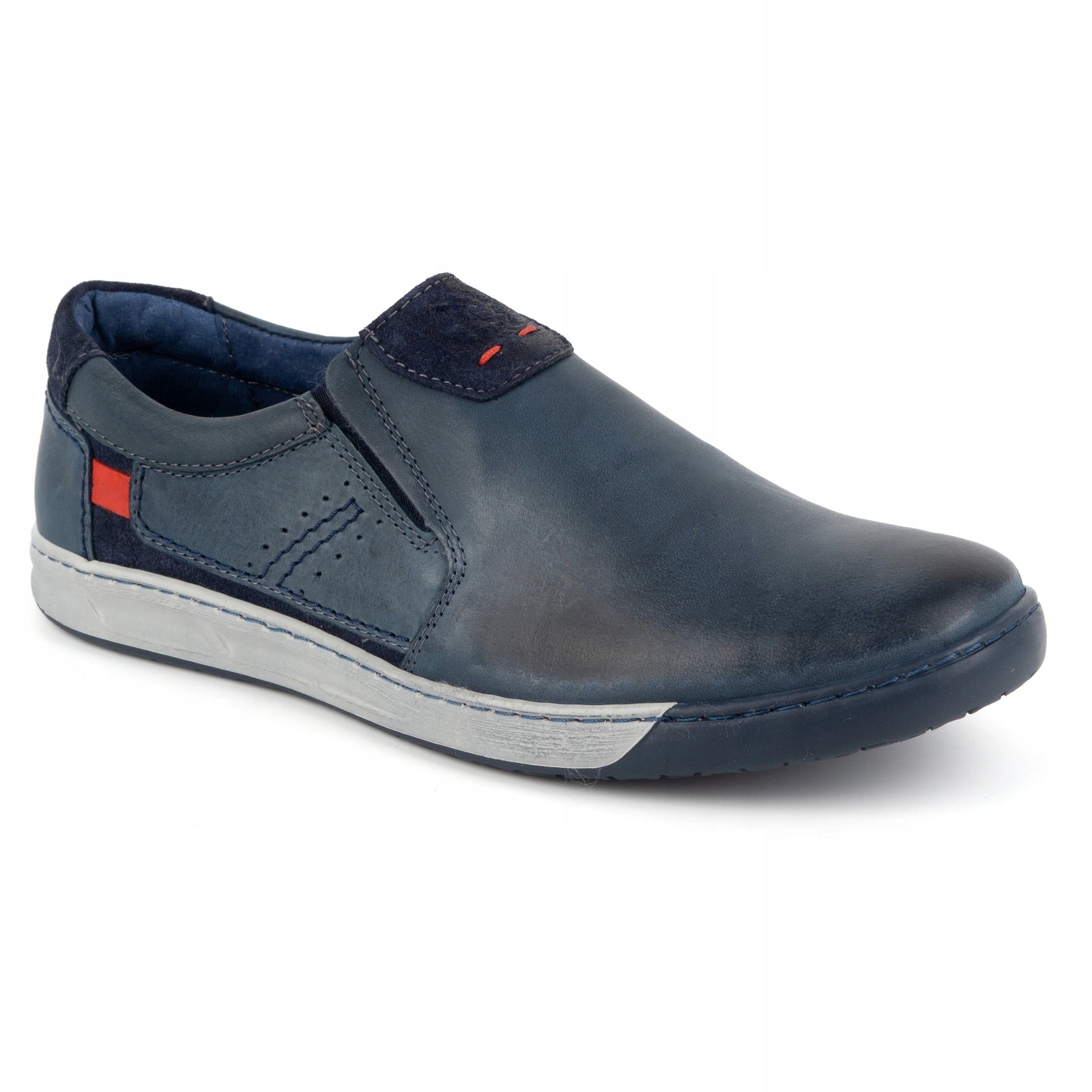 Pánské kožené nazouvací boty 934K tmavě modré 45