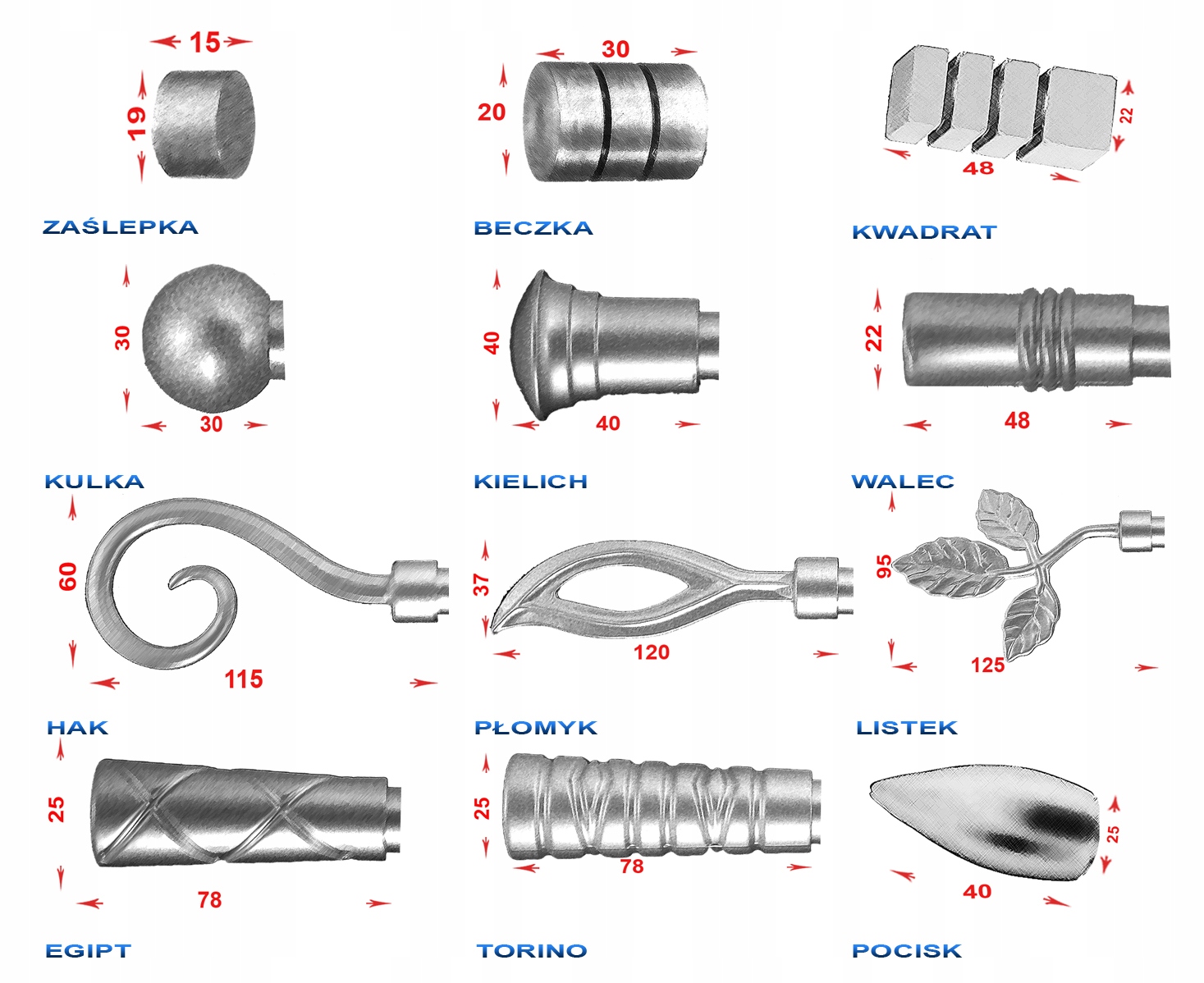 Karnisz metalowy fi 16 pojedyńczy 100 cm Długość drążka 100 cm