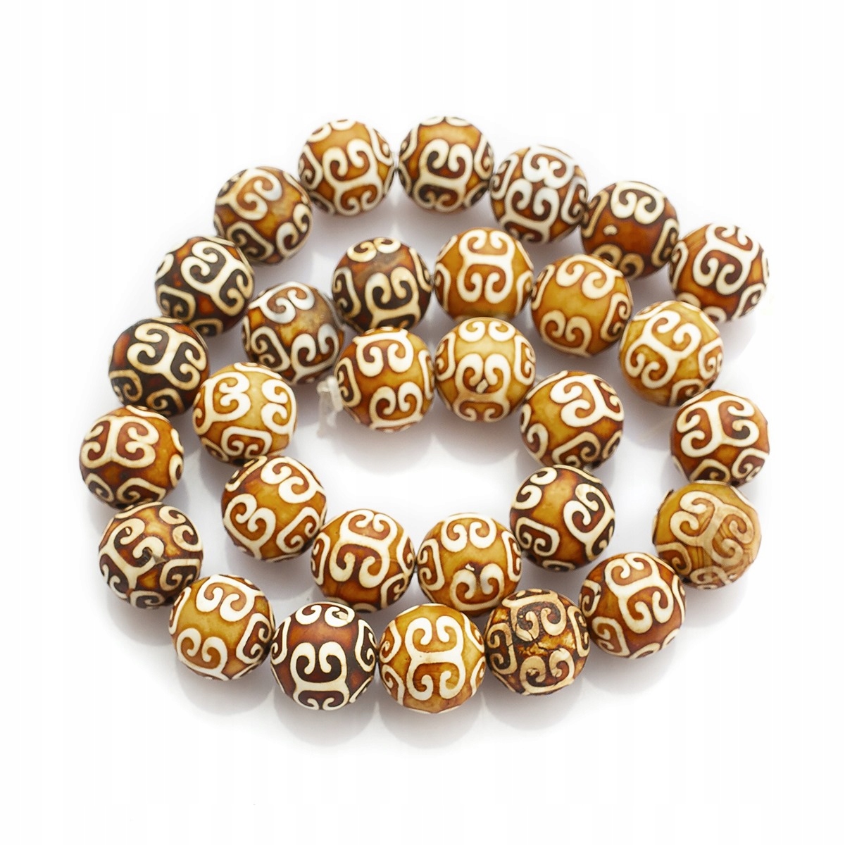 Korálky Divoké Prospěšné Mraky, Achát Přírodní, Hnědá, 12mm, 28ks 33cm