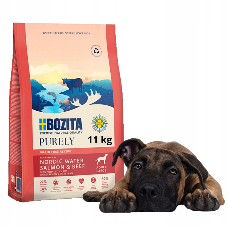 Levně Suché krmivo pro psa Bozita Purely Hovězí a Losos, hypoalergenní, 11 kg