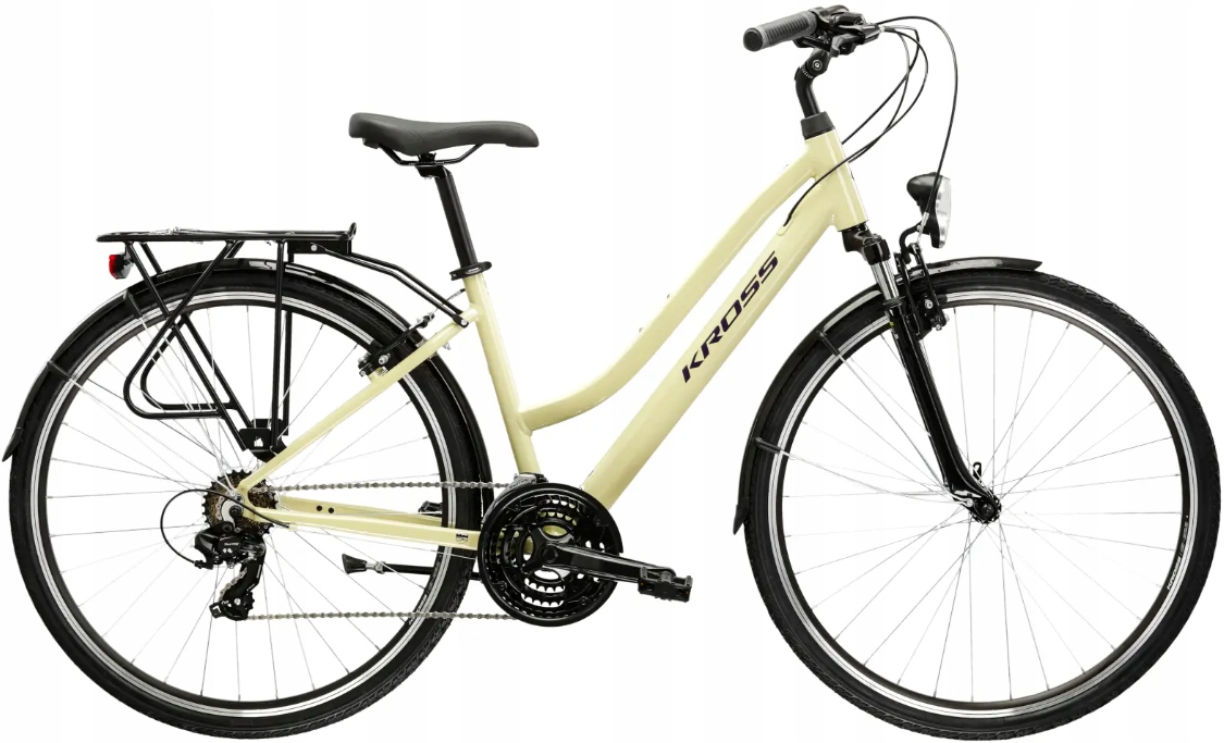 Rower trekkingowy damski Kross Trans 1.0 S(15") 28 Beżowy Fioletowy Połysk