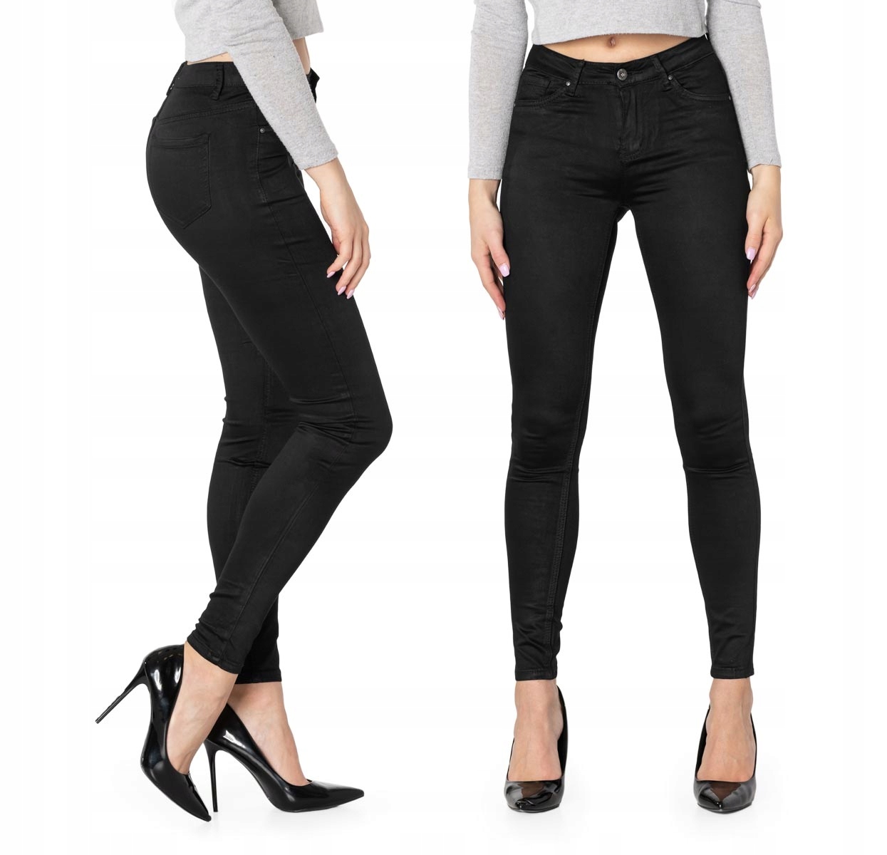 

Czarne Spodnie Rurki Damskie Jeans Strecz 496 r XL