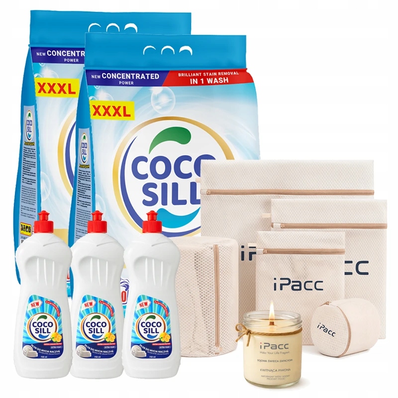Sada 2 x CocoSill prášek, 3 x prostředek na mytí nádobí, sáčky na praní, svíčka