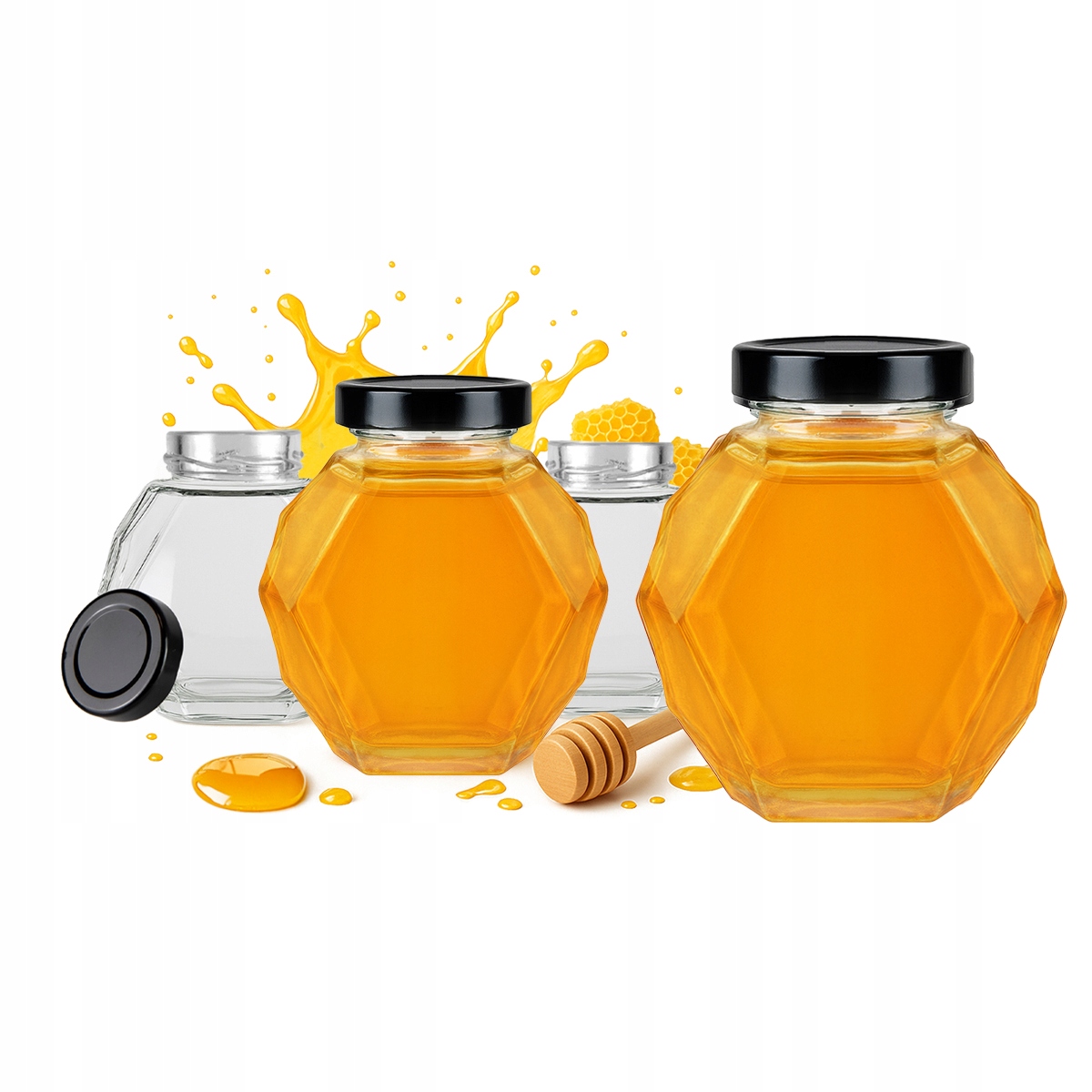 20 x Skleněná Zavařovací Sklenice Gucio 0,38 l na Med Džem Svatba Dárek Sklenice